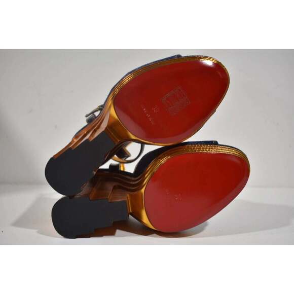 Christian Louboutin Mira Colunata 120 Denim Platform Wedge Sandal Heel Pump 39 - Picture 12 of 12